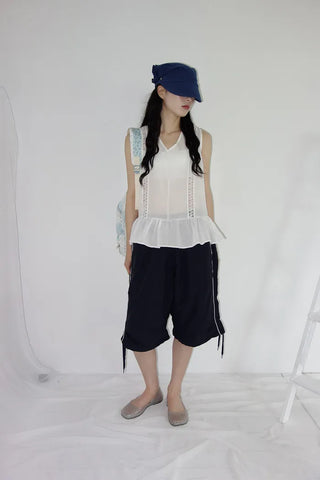 [3 colors] String Track Bermuda Pants