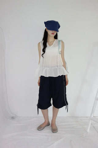 [3 colors] String Track Bermuda Pants