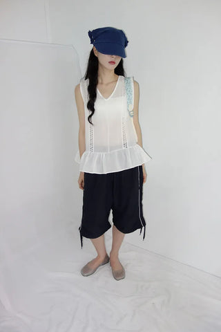 [3 colors] String Track Bermuda Pants