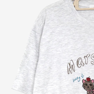 [2 colors] Chilling Print Oversized Short-Sleeve T-Shirt