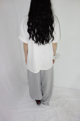 [2 colors] Chilling Print Oversized Short-Sleeve T-Shirt