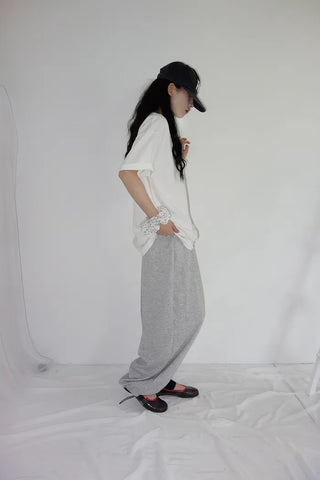 [2 colors] Chilling Print Oversized Short-Sleeve T-Shirt