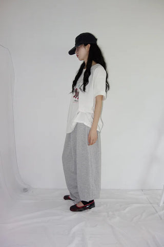 [2 colors] Chilling Print Oversized Short-Sleeve T-Shirt