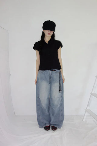 [2 colors] Novo Cut-out Punching Blouse