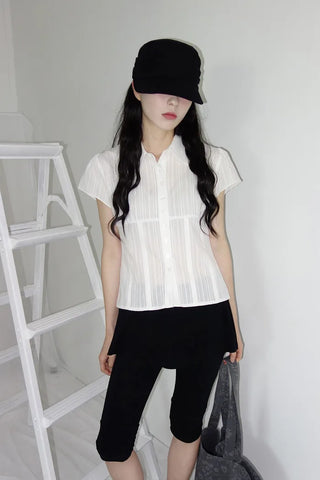 [2 colors] Novo Cut-out Punching Blouse