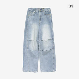 [2 colors] Abel Denim Pintuck Wide Pants