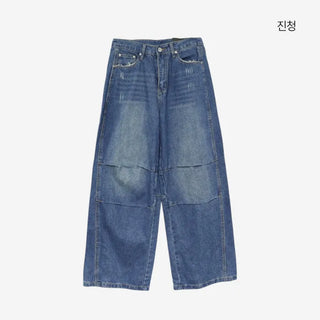 [2 colors] Abel Denim Pintuck Wide Pants