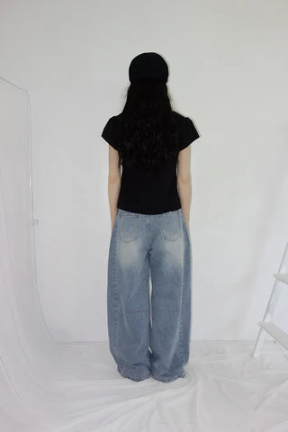 [2 colors] Abel Denim Pintuck Wide Pants