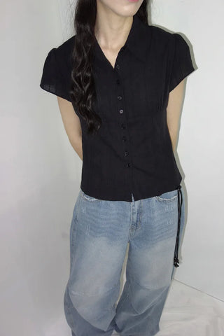 [2 colors] Abel Denim Pintuck Wide Pants