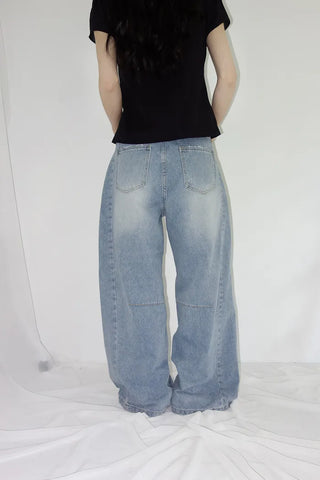 [2 colors] Abel Denim Pintuck Wide Pants