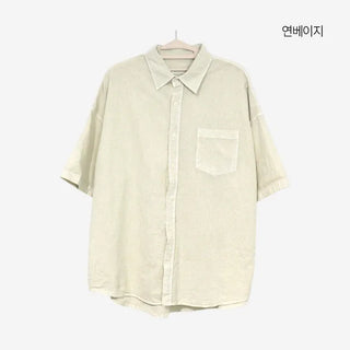 [4 colors] Mid-Sea Overfit Pigment Short-Sleeve Shirt