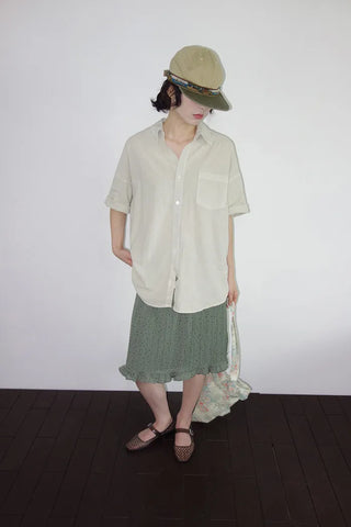 [4 colors] Mid-Sea Overfit Pigment Short-Sleeve Shirt
