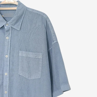 [4 colors] Mid-Sea Overfit Pigment Short-Sleeve Shirt