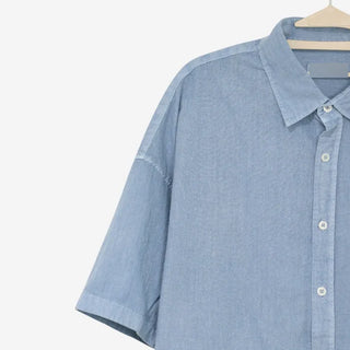 [4 colors] Mid-Sea Overfit Pigment Short-Sleeve Shirt