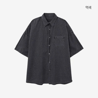 [4 colors] Mid-Sea Overfit Pigment Short-Sleeve Shirt