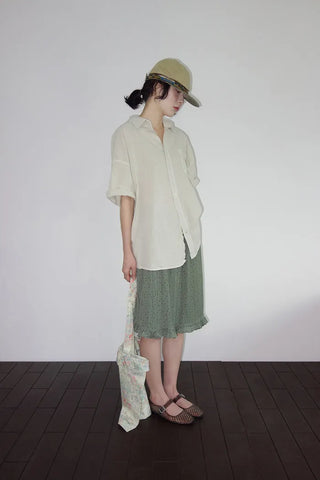 [2 colors] Moai Dot Frill Midi Skirt