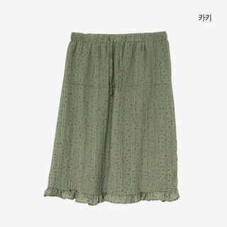 [2 colors] Moai Dot Frill Midi Skirt