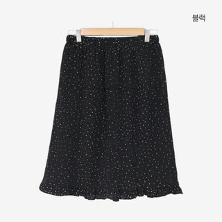 [2 colors] Moai Dot Frill Midi Skirt