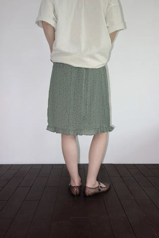 [2 colors] Moai Dot Frill Midi Skirt