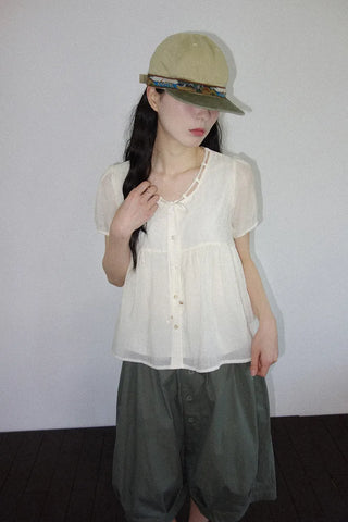 [3 colors] Ajipo Button Pintuck 3/4 Pants