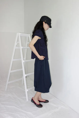 [3 colors] Ajipo Button Pintuck 3/4 Pants