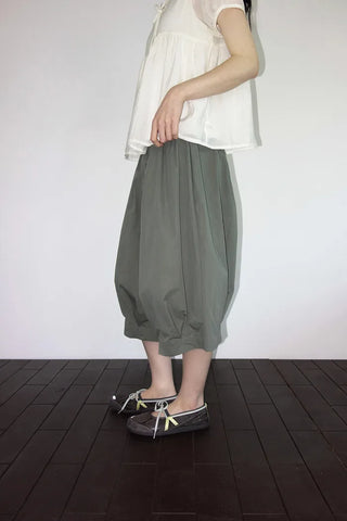 [3 colors] Ajipo Button Pintuck 3/4 Pants