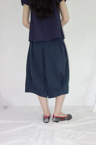 [3 colors] Ajipo Button Pintuck 3/4 Pants