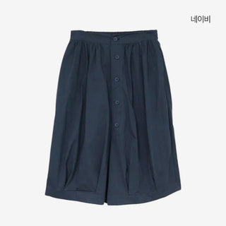 [3 colors] Ajipo Button Pintuck 3/4 Pants