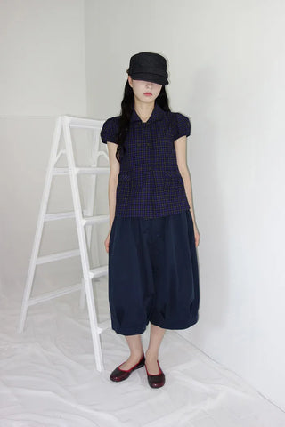 [3 colors] Ajipo Button Pintuck 3/4 Pants