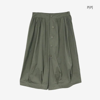 [3 colors] Ajipo Button Pintuck 3/4 Pants