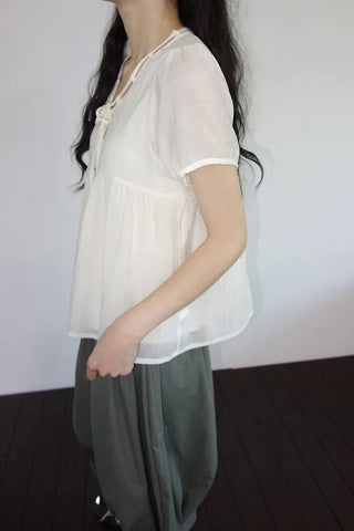 [3 colors] Ajipo Button Pintuck 3/4 Pants
