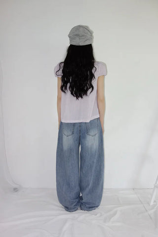 [2 colors] Monchi Check Puff Blouse