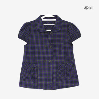 [2 colors] Monchi Check Puff Blouse
