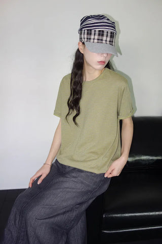 [2 colors] Striped Loose Fit Short Sleeve T-Shirt