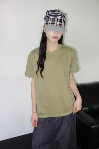 [2 colors] Striped Loose Fit Short Sleeve T-Shirt