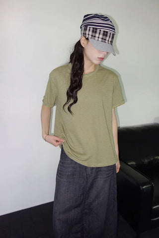 [2 colors] Striped Loose Fit Short Sleeve T-Shirt