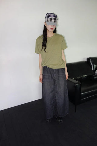 [2 colors] Striped Loose Fit Short Sleeve T-Shirt