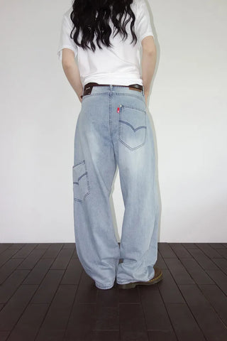 Denim wide-leg pants