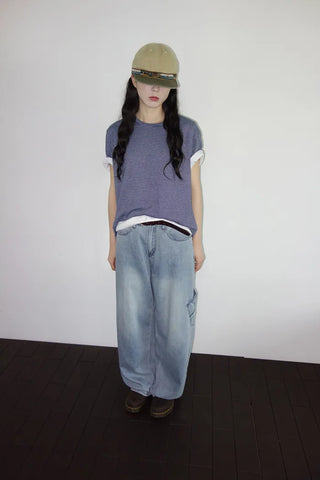 Denim wide-leg pants