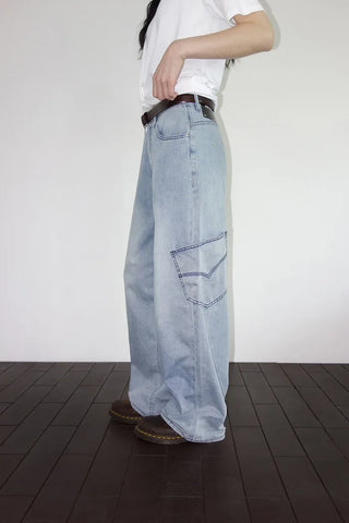 Denim wide-leg pants