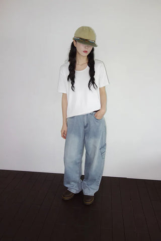 Denim wide-leg pants