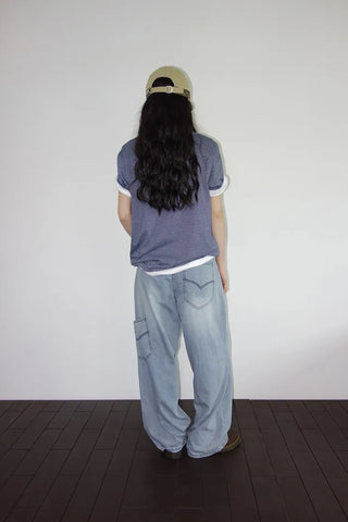 Denim wide-leg pants