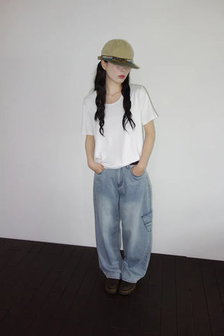 Denim wide-leg pants