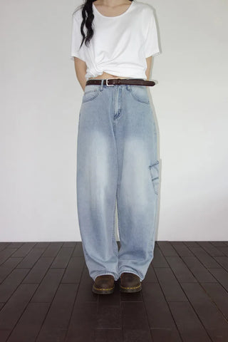 Denim wide-leg pants