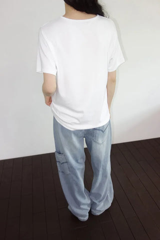 Denim wide-leg pants