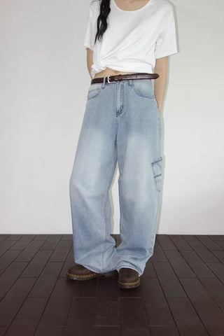 Denim wide-leg pants