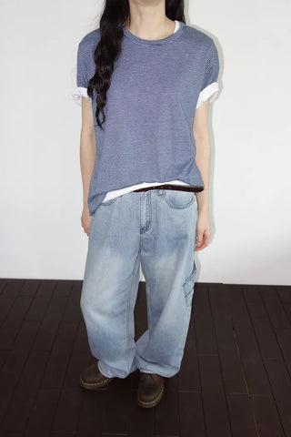 Denim wide-leg pants