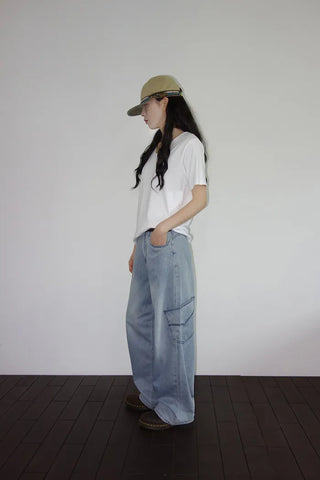 Denim wide-leg pants
