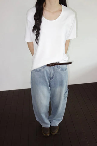 Denim wide-leg pants