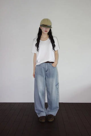 Denim wide-leg pants